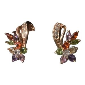 Butterfly Flower Shape Earrings Rose Gold Studs Fashion Jewelry 1088